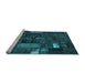 Sideview of Machine Washable Patchwork Light Blue Transitional Rug, wshcon2683lblu