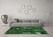 Machine Washable Patchwork Emerald Green Transitional Area Rugs in a Living Room,, wshcon2683emgrn