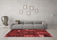 Machine Washable Patchwork Red Transitional Rug, wshcon2683red