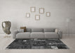 Machine Washable Patchwork Gray Transitional Rug in a Living Room,, wshcon2683gry