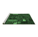 Sideview of Machine Washable Patchwork Emerald Green Transitional Area Rugs, wshcon2683emgrn