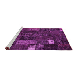 Sideview of Machine Washable Patchwork Pink Transitional Rug, wshcon2683pnk