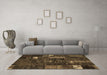 Machine Washable Patchwork Brown Transitional Rug in a Living Room,, wshcon2683brn