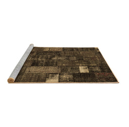 Sideview of Machine Washable Patchwork Brown Transitional Rug, wshcon2683brn