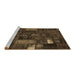 Sideview of Machine Washable Patchwork Brown Transitional Rug, wshcon2683brn