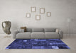 Machine Washable Patchwork Blue Transitional Rug in a Living Room, wshcon2683blu