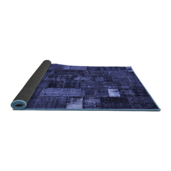 Sideview of Patchwork Blue Transitional Rug, con2683blu