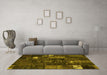 Machine Washable Patchwork Yellow Transitional Rug in a Living Room, wshcon2683yw