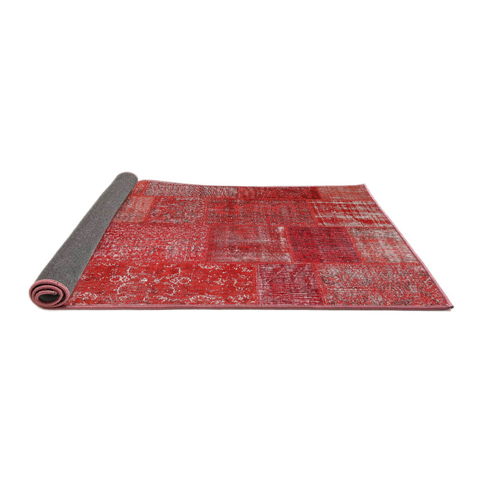 Thickness of Contemporary Red Patchwork Rug, con2684