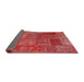 Thickness of Contemporary Red Patchwork Rug, con2684