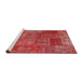 Serging Thickness of Machine Washable Contemporary Red Rug, wshcon2684