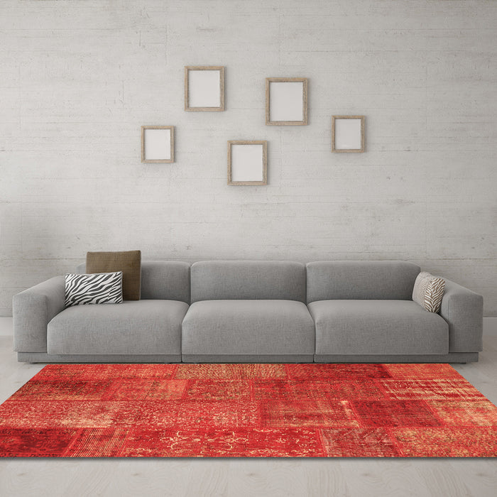 Machine Washable Patchwork Orange Transitional Area Rugs in a Living Room, wshcon2684org
