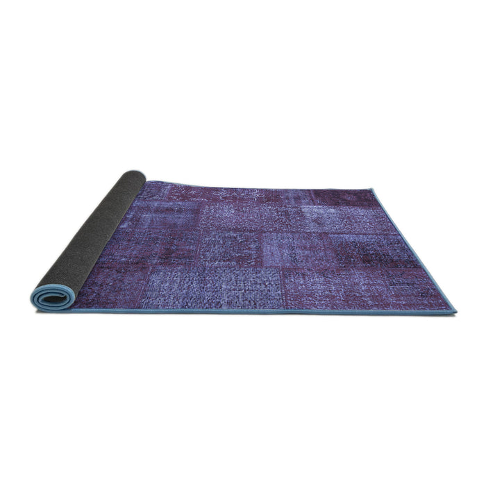 Sideview of Patchwork Blue Transitional Rug, con2684blu