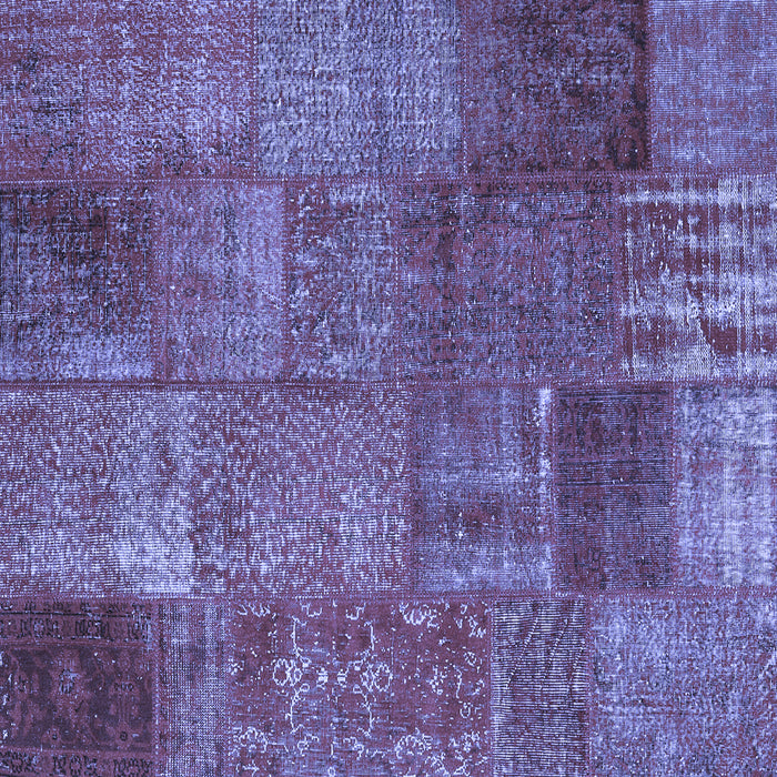 Square Machine Washable Patchwork Blue Transitional Rug, wshcon2684blu