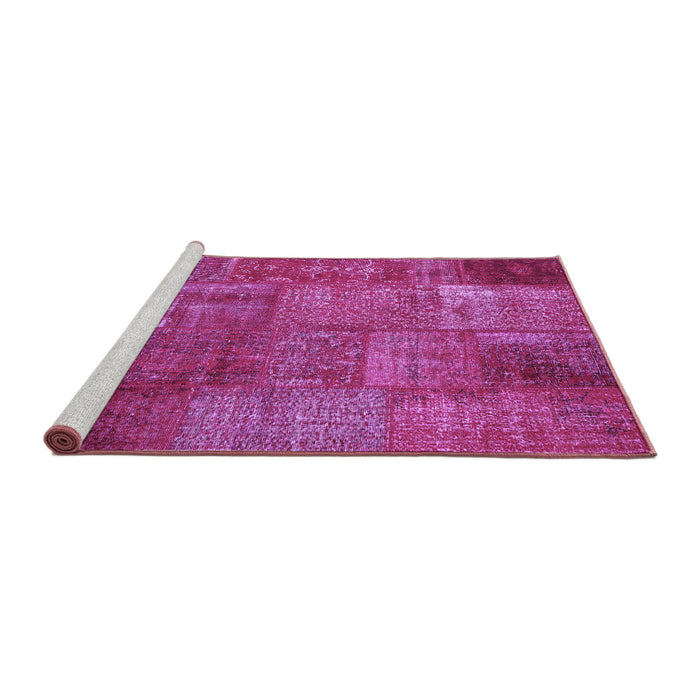 Sideview of Machine Washable Patchwork Purple Transitional Area Rugs, wshcon2684pur