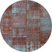 Round Patchwork Light Blue Transitional Rug, con2684lblu