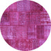 Round Patchwork Purple Transitional Rug, con2684pur