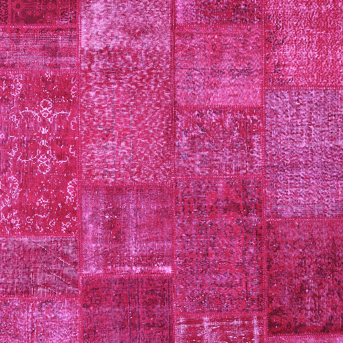 Machine Washable Patchwork Pink Transitional Rug, wshcon2684pnk
