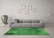 Machine Washable Patchwork Emerald Green Transitional Area Rugs in a Living Room,, wshcon2684emgrn