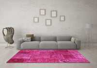 Machine Washable Patchwork Pink Transitional Rug, wshcon2684pnk