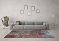 Machine Washable Patchwork Light Blue Transitional Rug, wshcon2684lblu