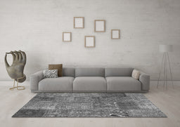 Machine Washable Patchwork Gray Transitional Rug in a Living Room,, wshcon2684gry