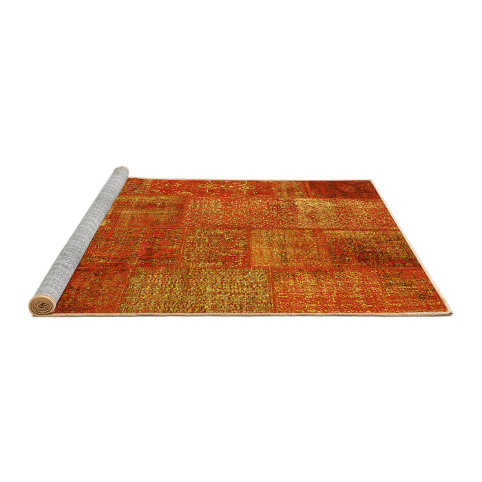 Sideview of Machine Washable Patchwork Yellow Transitional Rug, wshcon2684yw