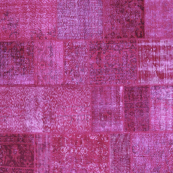 Square Machine Washable Patchwork Purple Transitional Area Rugs, wshcon2684pur