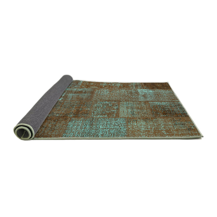 Sideview of Patchwork Turquoise Transitional Rug, con2684turq