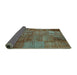 Sideview of Patchwork Turquoise Transitional Rug, con2684turq