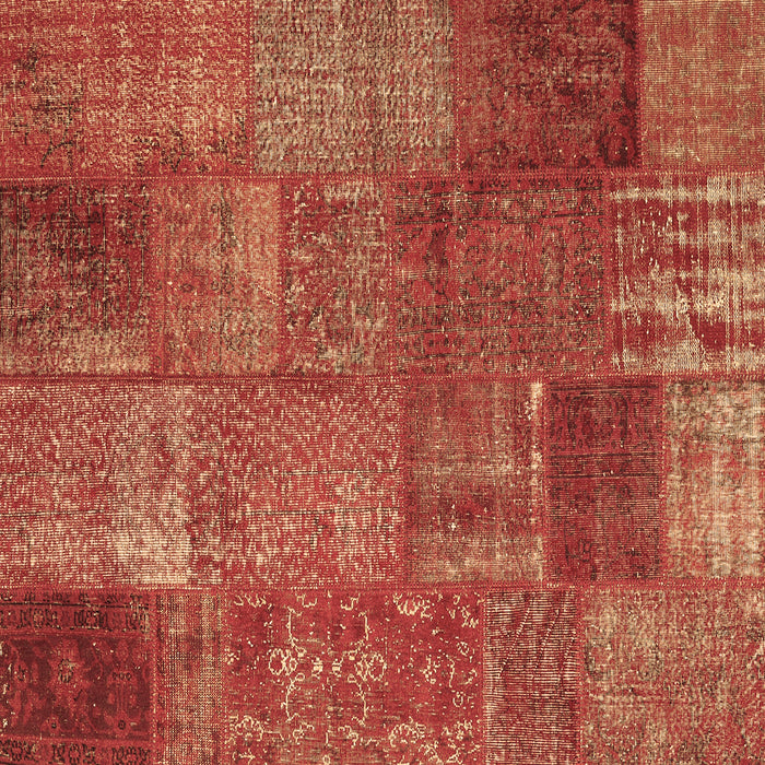 Square Machine Washable Patchwork Brown Transitional Rug, wshcon2684brn