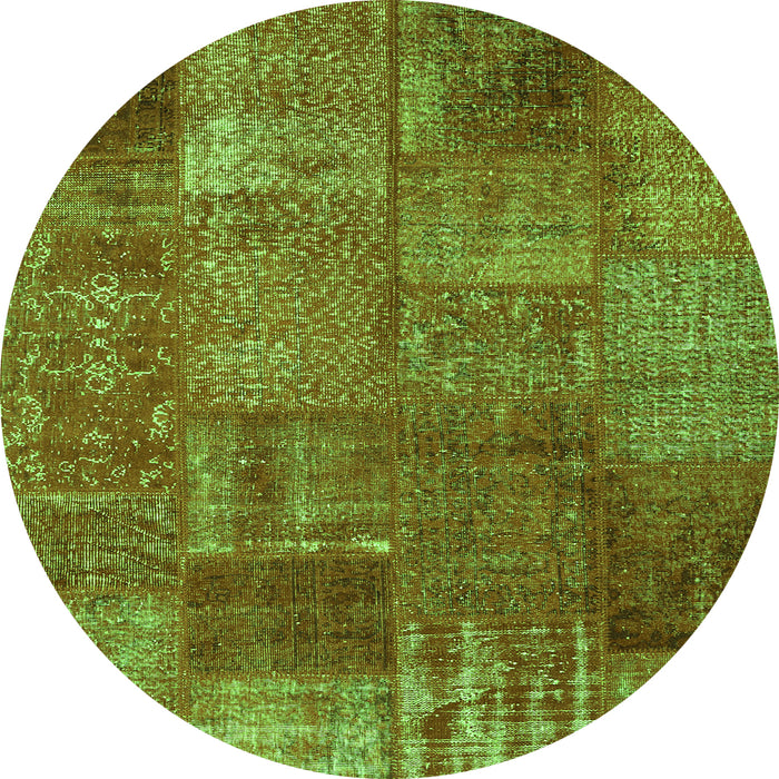 Machine Washable Patchwork Green Transitional Area Rugs, wshcon2684grn