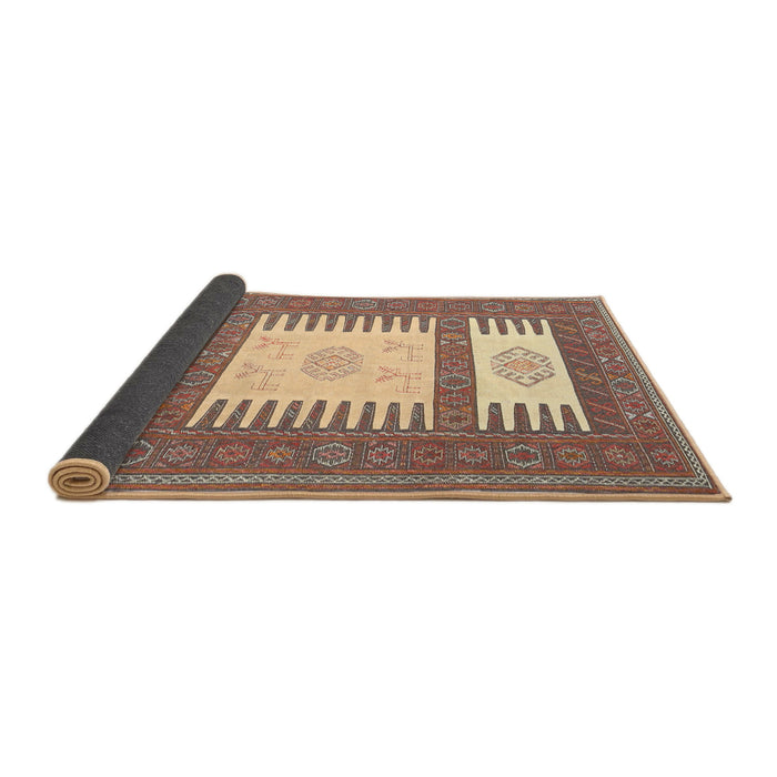 Thickness of Contemporary Sienna Brown Southwestern Rug, con2685