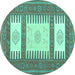 Round Southwestern Turquoise Country Rug, con2685turq