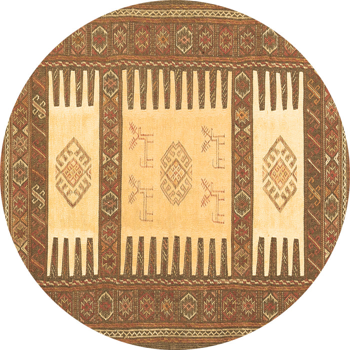 Round Southwestern Brown Country Rug, con2685brn