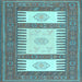 Square Machine Washable Southwestern Light Blue Country Rug, wshcon2685lblu