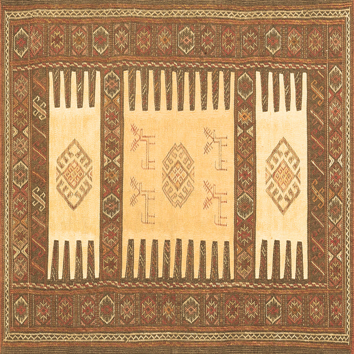 Square Machine Washable Southwestern Brown Country Rug, wshcon2685brn