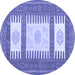 Round Southwestern Blue Country Rug, con2685blu