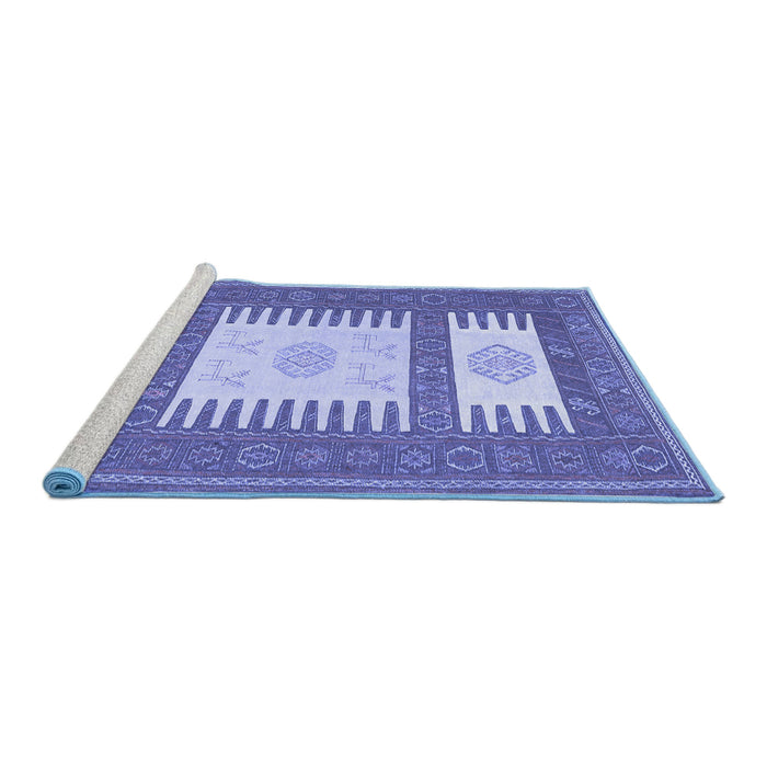 Sideview of Machine Washable Southwestern Blue Country Rug, wshcon2685blu