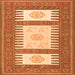 Round Machine Washable Southwestern Orange Country Area Rugs, wshcon2685org