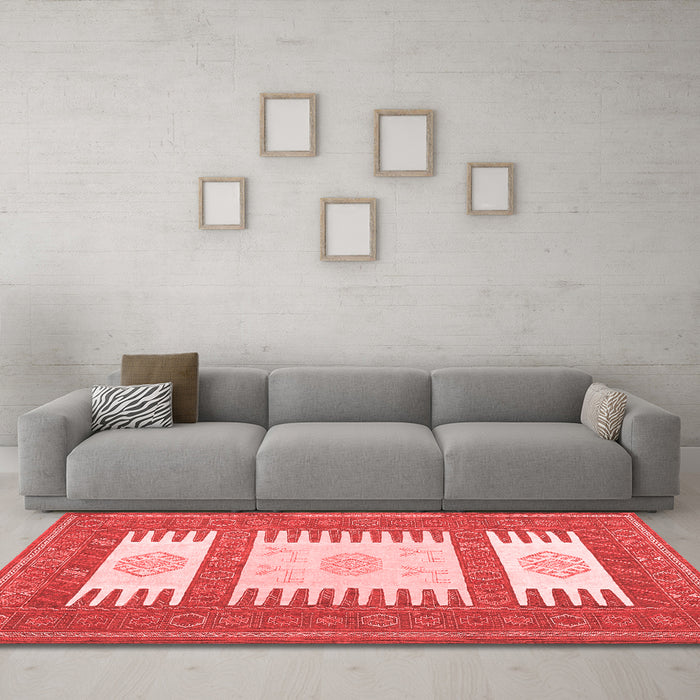 Country Red Washable Rugs