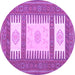 Round Machine Washable Southwestern Purple Country Area Rugs, wshcon2685pur