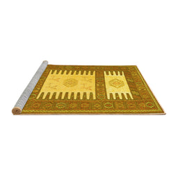 Sideview of Machine Washable Southwestern Yellow Country Rug, wshcon2685yw