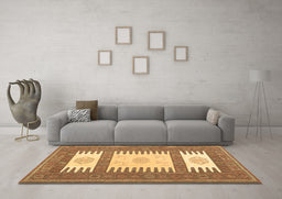 Machine Washable Southwestern Brown Country Rug in a Living Room,, wshcon2685brn