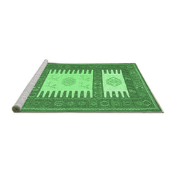 Sideview of Machine Washable Southwestern Emerald Green Country Area Rugs, wshcon2685emgrn