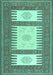 Machine Washable Southwestern Turquoise Country Area Rugs, wshcon2685turq