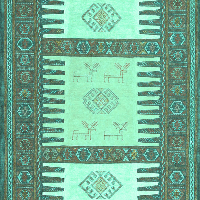 Machine Washable Southwestern Turquoise Country Area Rugs, wshcon2685turq