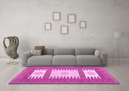 Machine Washable Southwestern Pink Country Rug in a Living Room, wshcon2685pnk