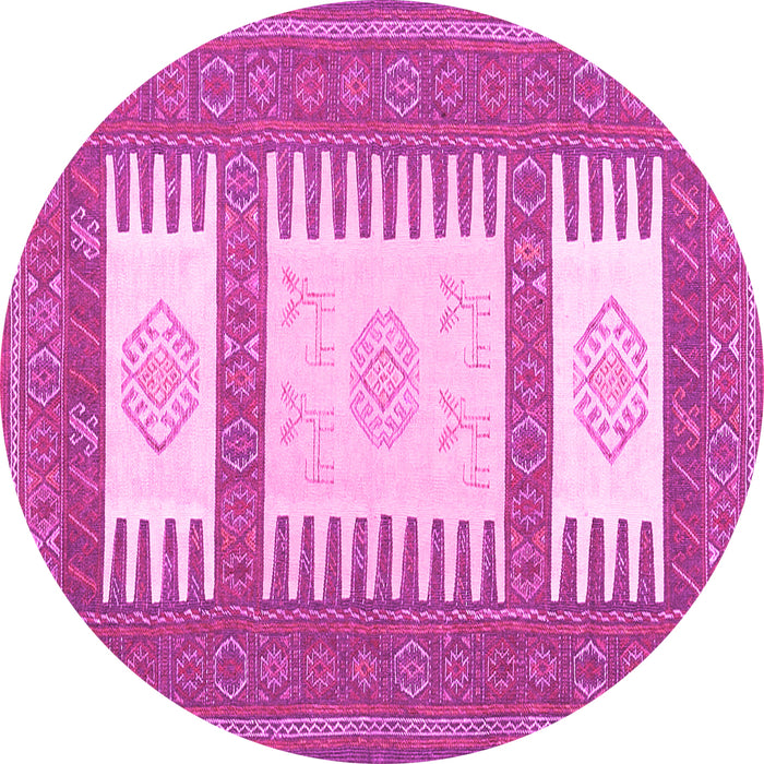 Round Machine Washable Southwestern Pink Country Rug, wshcon2685pnk