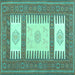 Square Machine Washable Southwestern Turquoise Country Area Rugs, wshcon2685turq